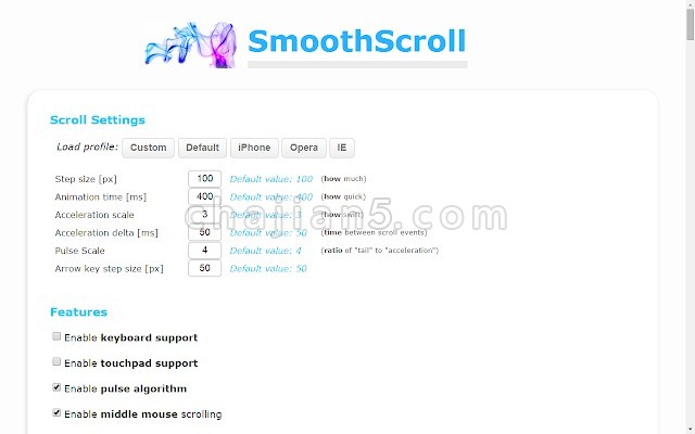 smoothscroll website
