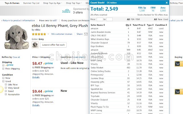 谷歌浏览器插件online Seller Addon 查亚马逊库存的卖家工具插件 Chrome插件 谷歌浏览器插件网