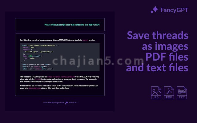 Fancygpt 将漂亮的chatgpt片段保存并共享为图像、pdf和文本文件