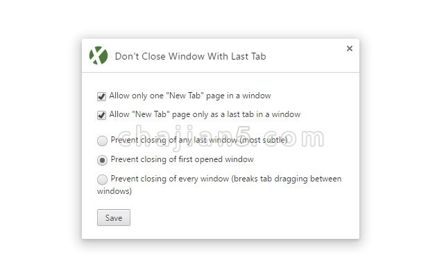 Don’t Close Window With Last Tab 关闭chrome最后一个标签页的时候不关闭浏览器