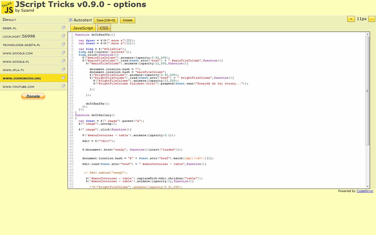 JScript tricks 将您自己的JavaScript或CSS代码添加到网页