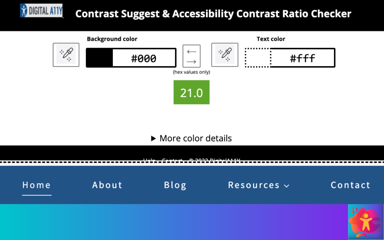 DigitalA11Y Color Contrast Checker 颜色对比检查器和调色板生成器